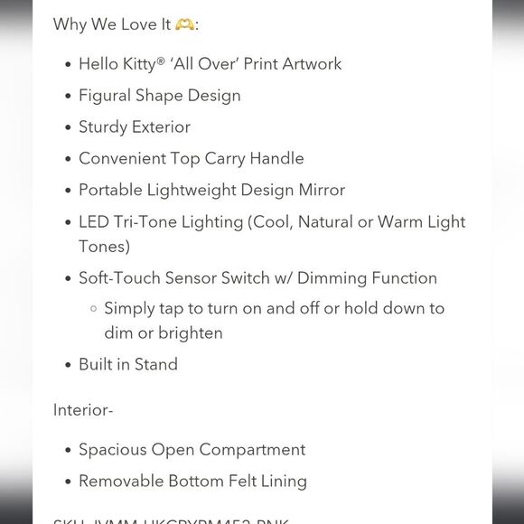 Impressions X Hello Kitty Carry Case w/LED Makeup Mirror - Picture 9 of 12